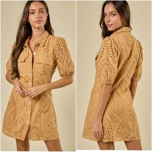 BLUE BLUSH Honey Eyelet Short Shirt Dress